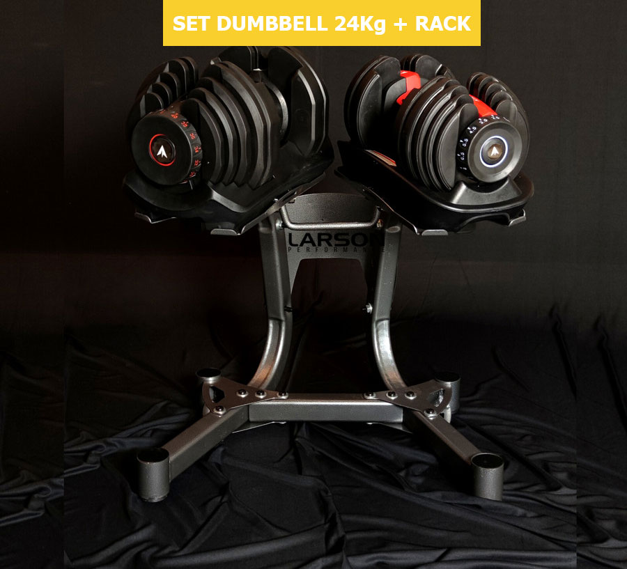 Adjustable Dumbbell Set 24Kg + Rack